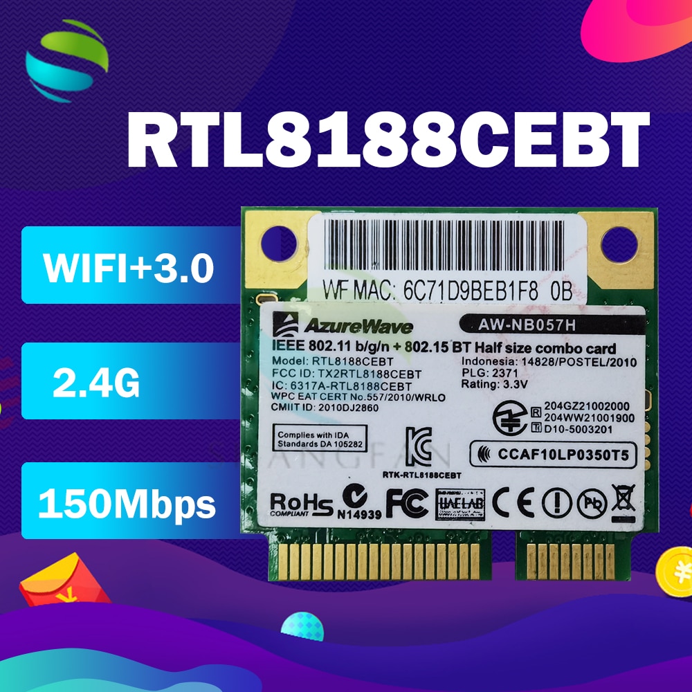 Realtek RTL8188CEBT AW-NB057H ̴ PCI-E Wifi 150..